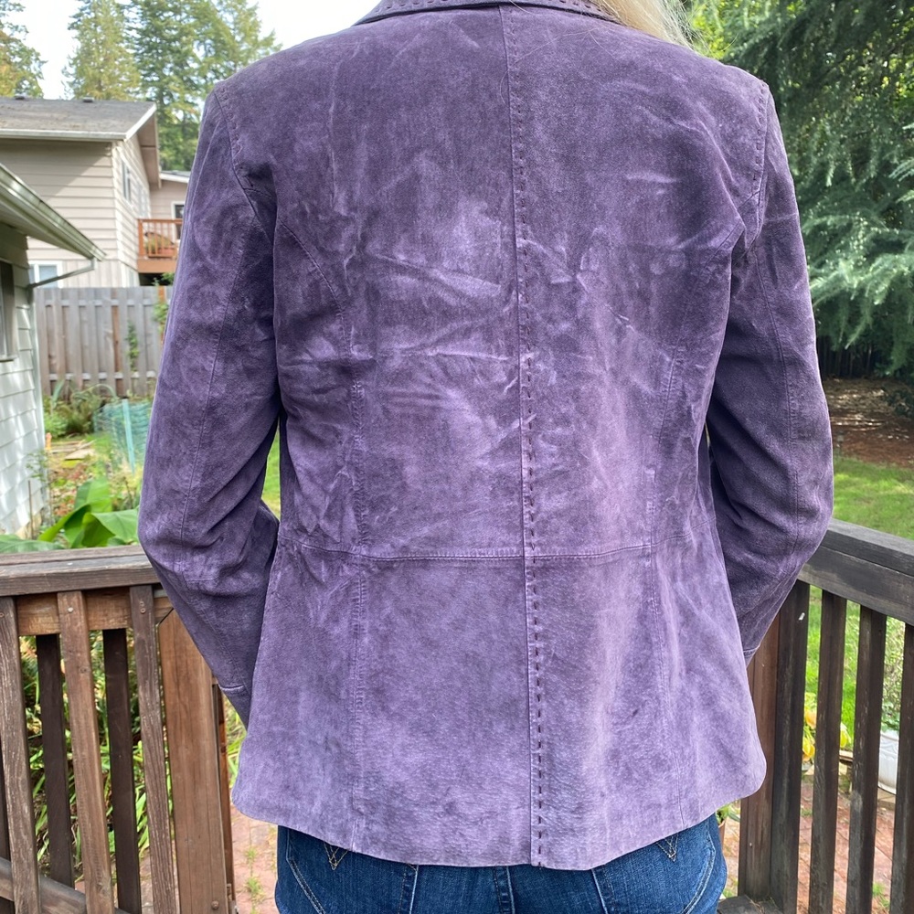 Purple suede jacket made by Bernardo for Nordstrom